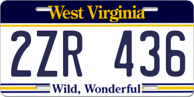 WV license plate 2ZR436