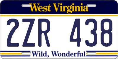 WV license plate 2ZR438