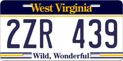 WV license plate 2ZR439