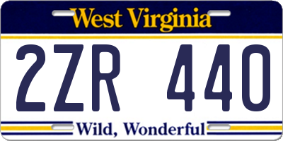 WV license plate 2ZR440
