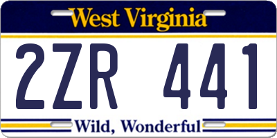 WV license plate 2ZR441