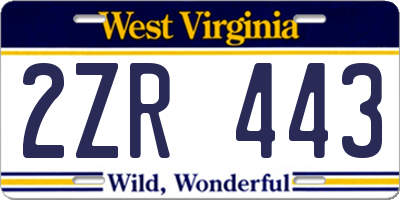 WV license plate 2ZR443