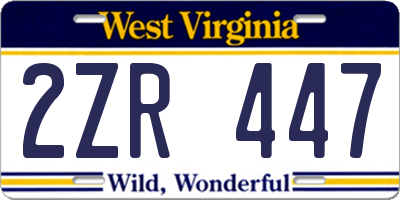 WV license plate 2ZR447