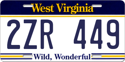 WV license plate 2ZR449