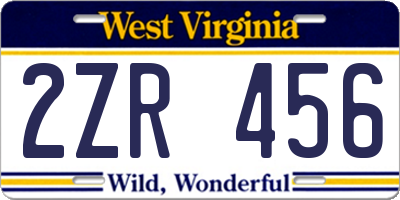 WV license plate 2ZR456