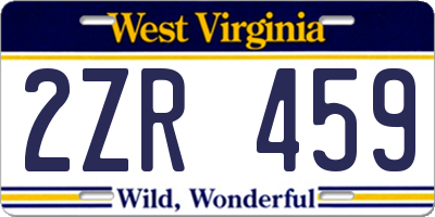 WV license plate 2ZR459