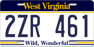 WV license plate 2ZR461
