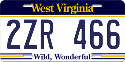 WV license plate 2ZR466