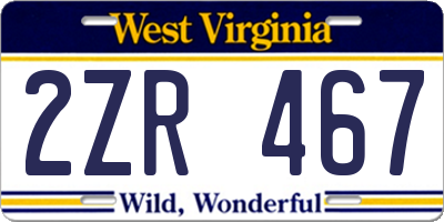 WV license plate 2ZR467