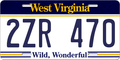 WV license plate 2ZR470