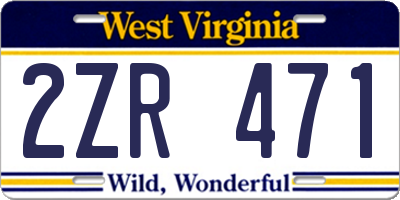 WV license plate 2ZR471