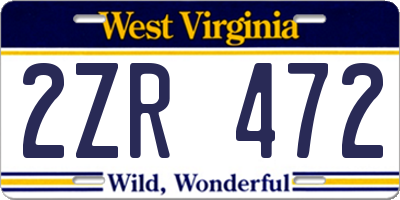 WV license plate 2ZR472