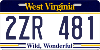 WV license plate 2ZR481