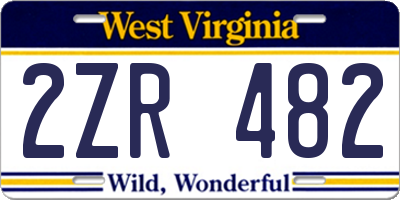 WV license plate 2ZR482
