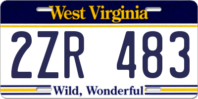 WV license plate 2ZR483