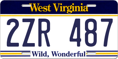 WV license plate 2ZR487