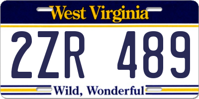 WV license plate 2ZR489