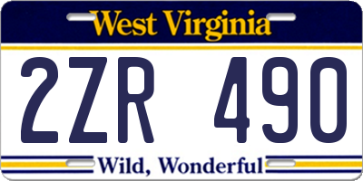 WV license plate 2ZR490