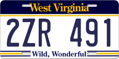 WV license plate 2ZR491