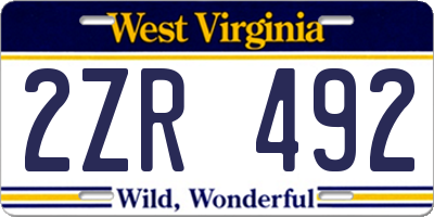 WV license plate 2ZR492
