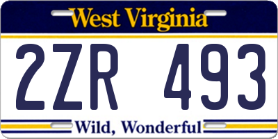 WV license plate 2ZR493