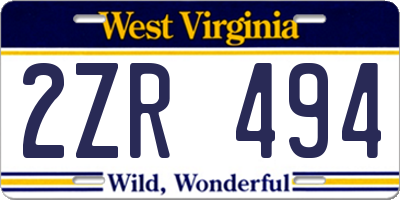 WV license plate 2ZR494