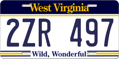 WV license plate 2ZR497