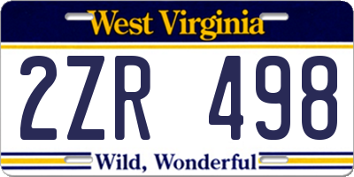 WV license plate 2ZR498