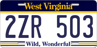 WV license plate 2ZR503