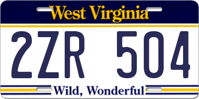 WV license plate 2ZR504