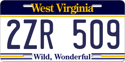 WV license plate 2ZR509