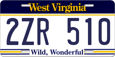 WV license plate 2ZR510