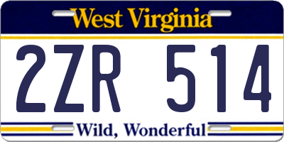 WV license plate 2ZR514