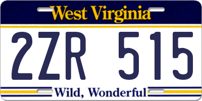 WV license plate 2ZR515