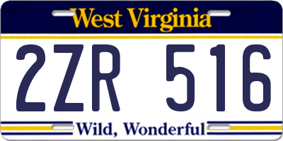 WV license plate 2ZR516