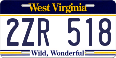 WV license plate 2ZR518