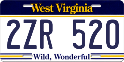 WV license plate 2ZR520
