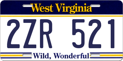 WV license plate 2ZR521