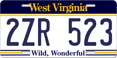 WV license plate 2ZR523