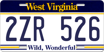 WV license plate 2ZR526