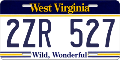 WV license plate 2ZR527