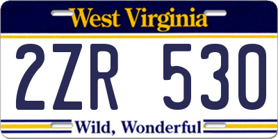 WV license plate 2ZR530