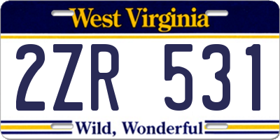 WV license plate 2ZR531