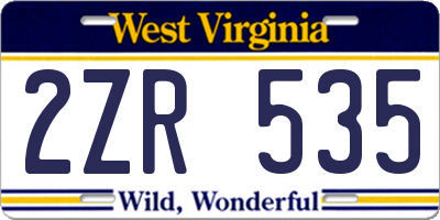 WV license plate 2ZR535