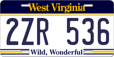 WV license plate 2ZR536