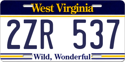 WV license plate 2ZR537