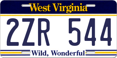WV license plate 2ZR544