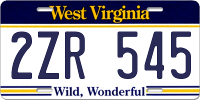WV license plate 2ZR545