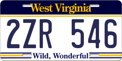 WV license plate 2ZR546