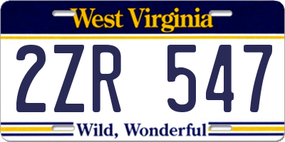 WV license plate 2ZR547